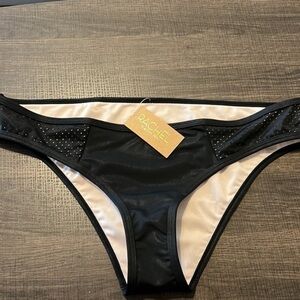 Rachel Roy Black Laser Mesh Bikini Bottoms Size XL NWT